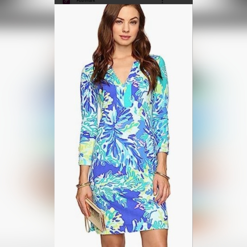 Lilly Pulitzer Blue and Green Floral Dress